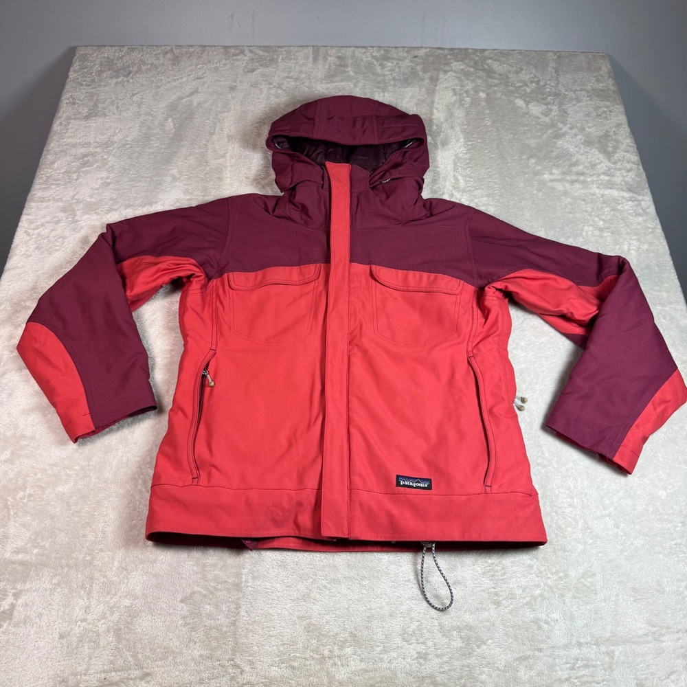 Patagonia Women Red Purple Hooded Zip Ski Jacket Coat Small